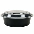 Kariout Tripak 7 in. Round Microwaveable Container Black Base Combo Pack 32oz, 150PK MT0750B